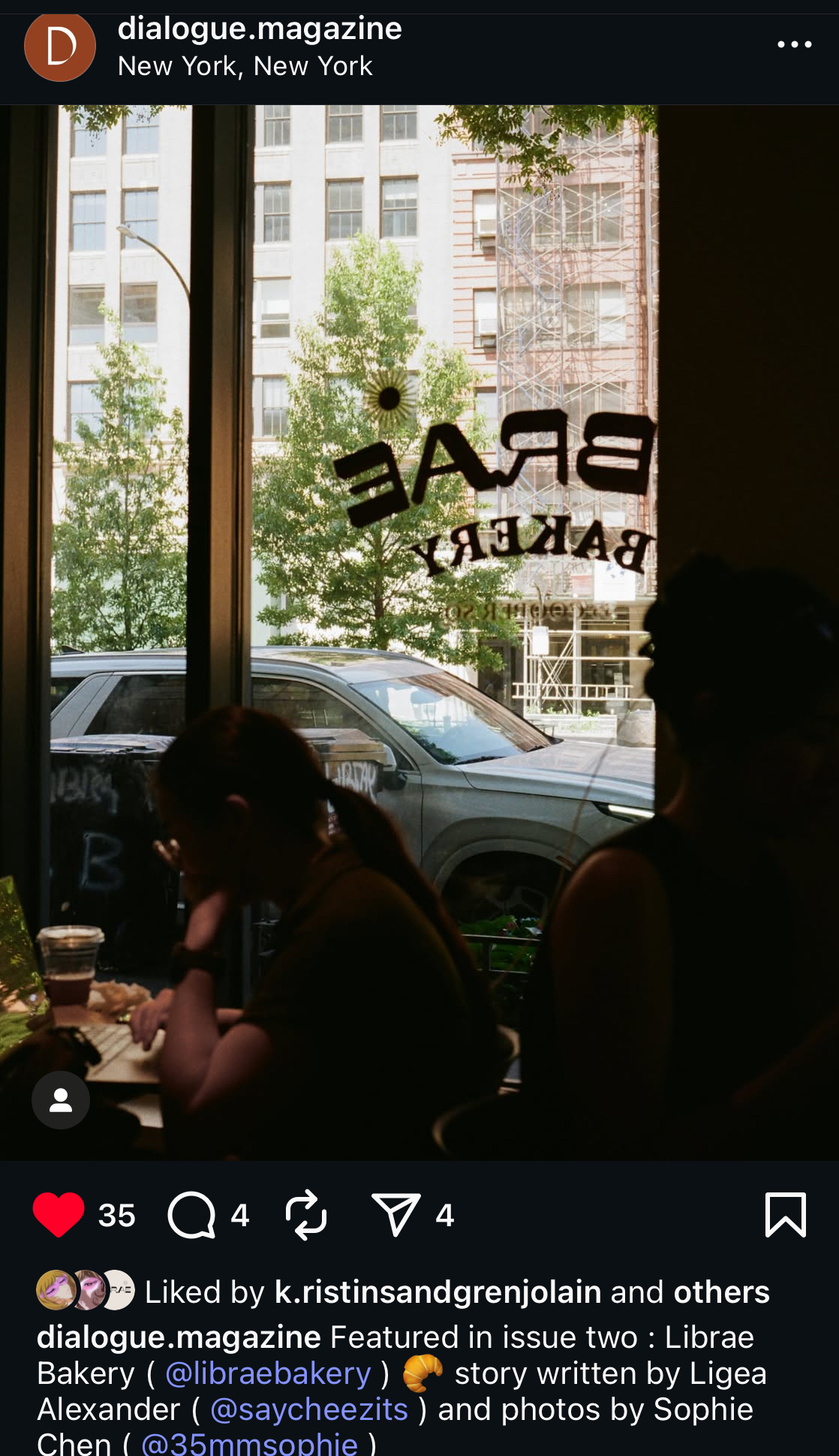 instagram post showcasing the impact of the article